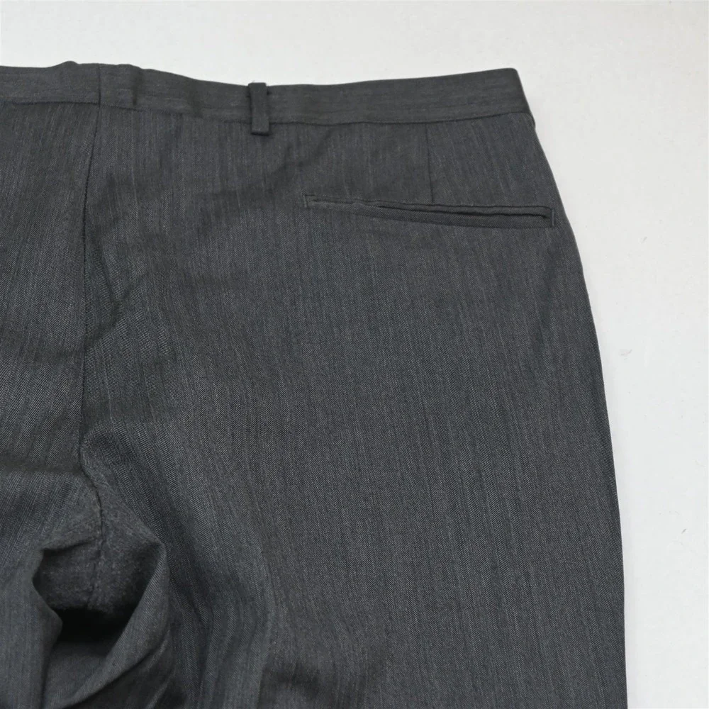 Jos A Bank 46R 38x30 Gray Herringbone 100% Wool Mens Jacket Pants Suit